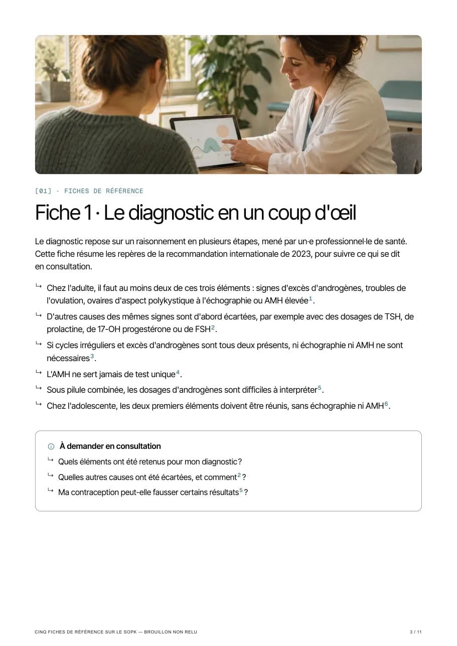 Page d'exemple : Fiche 1 · Le diagnostic en un coup d'œil