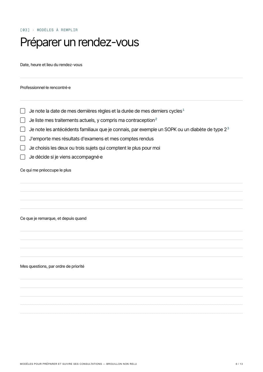 Page d'exemple : Modèle · Préparer un rendez-vous